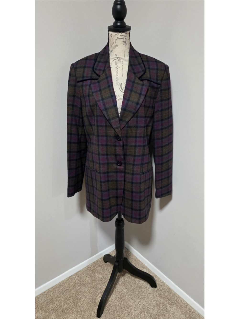 RAFAEL Plaid Blazer in Purple and Green Tones